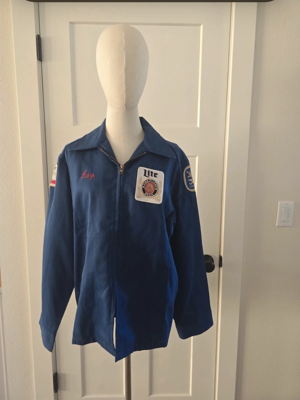 Miller Lite Blue Kids Zip-Front Jacket with Patch Details